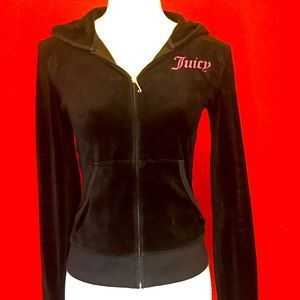 FINAL OFFER BEFORE DONATION JuicyCouture Velour ZipUp Jacket black, fuchsia logo